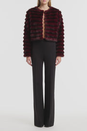 BORDEAUX CROPPED FUR JACKET