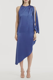 LAPIS LUSTRE SATIN DRAPE DRESS