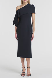 INK CREPE FASCIA ASYMMETRICAL DRESS