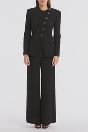 BLACK CREPE MONETA LONG JACKET