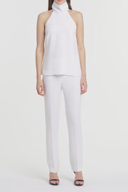 WHITE CREPE CLASSIC SLIM PANT