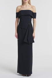 INK CREPE LA BANDA OFF SHOULDER GOWN