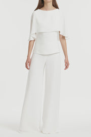 WHITE CREPE CAPE TOP