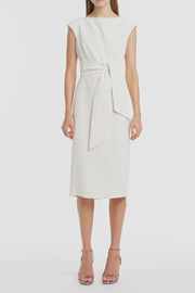 IVORY CREPE TIE FRONT DRESS