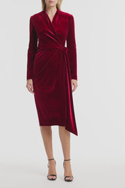 ROUGE VELVET TIE FRONT MIDI DRESS