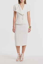 WHITE CREPE DOUBLE-BREASTED VEST