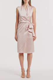 BLUSH LUSTRE SATIN WRAP DRESS