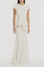 IVORY CREPE CAP SLEEVE TIE TOP