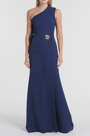 SAPPHIRE CREPE PIEGATO GOWN