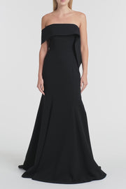 BLACK CREPE ASYMMETRICAL LA BANDA GOWN