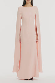 PALE ROSE CREPE CELEBRATION SLEEVE GOWN