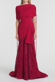 SCARLET CREPE COULISSE SHRUG