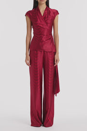 UNDERCURRENT SILK VISCOSE STRETCH CAP SLEEVE WRAP TOP