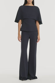 NAVY CREPE CAPE TOP