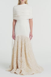 IVORY CREPE COULISSE SHRUG