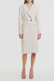 IVORY TWEED DOUBLE-BREASTED COAT