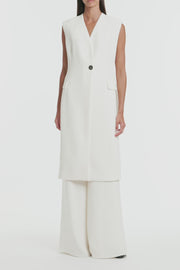 IVORY CREPE LONG LINE VEST