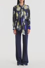 CALLA LILY SILK VISCOSE TIE NECK TOP