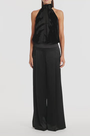 BLACK VELVET BURNOUT HALTER TOP