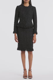 BLACK LUREX TWEED FRINGE JACKET