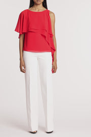 RED GEORGETTE HIGH LOW TOP