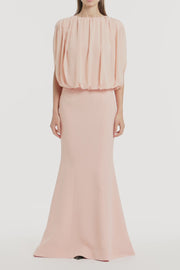 PALE ROSE GEORGETTE GATHERED CAPELET TOP