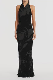 BLACK VELVET BURNOUT BIAS GOWN