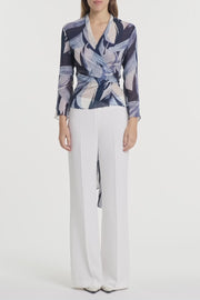 PAINTED FLORAL GEORGETTE WRAP TOP