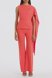 TANGERINE CREPE CASCADE TOP