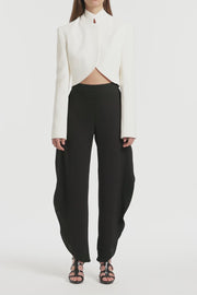 IVORY CREPE CROP JACKET