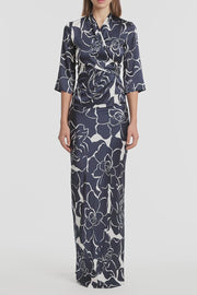 CELESTIAL PETALS SILK VISCOSE BIAS SKIRT