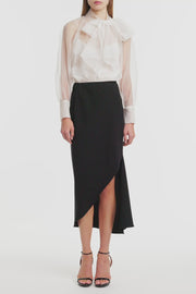IVORY ORGANZA TIE BLOUSE