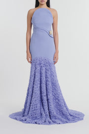 CORNFLOWER NASTRO STRAPLESS GOWN