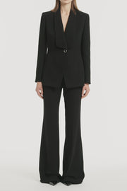 BLACK CREPE SHAWL COLLAR JACKET