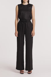 BLACK LINEN LOUNGE PANT