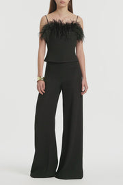 BLACK CREPE FEATHER TOP