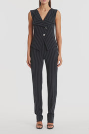 NAVY PINSTRIPE DOUBLE BREASTED VEST