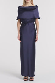 MIDNIGHT SATIN OFF SHOULDER TOP
