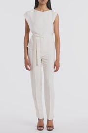 IVORY CREPE DRAPED TOP