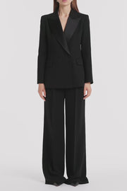 BLACK CREPE DOUBLE BREASTED BLAZER
