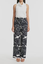 CELESTIAL PETALS LINEN TIE WAIST PANT