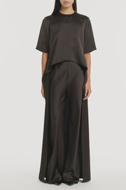 BLACK CHOCOLATE LUSTRE SATIN BIAS PANT