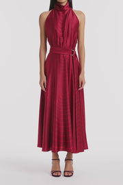 UNDERCURRENT SILK VISCOSE STRETCH HALTER DRESS
