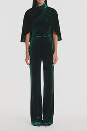 HUNTER GREEN VELVET WRAP NECK TOP