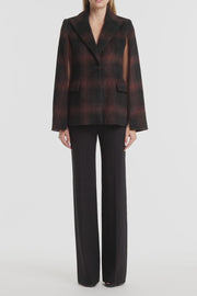 COCOA WOOL CHECK CAPE