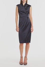 INK SATIN WRAP DRESS