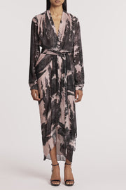 BLACK SCENICA GEORGETTE WATERFALL DRESS