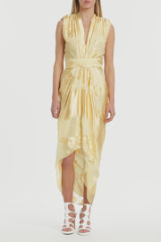 POLLEN DEVORE SLEEVELESS WATERFALL DRESS
