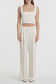 IVORY CREPE WIDE LEG PANT