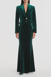 HUNTER GREEN VELVET CROPPED JACKET
